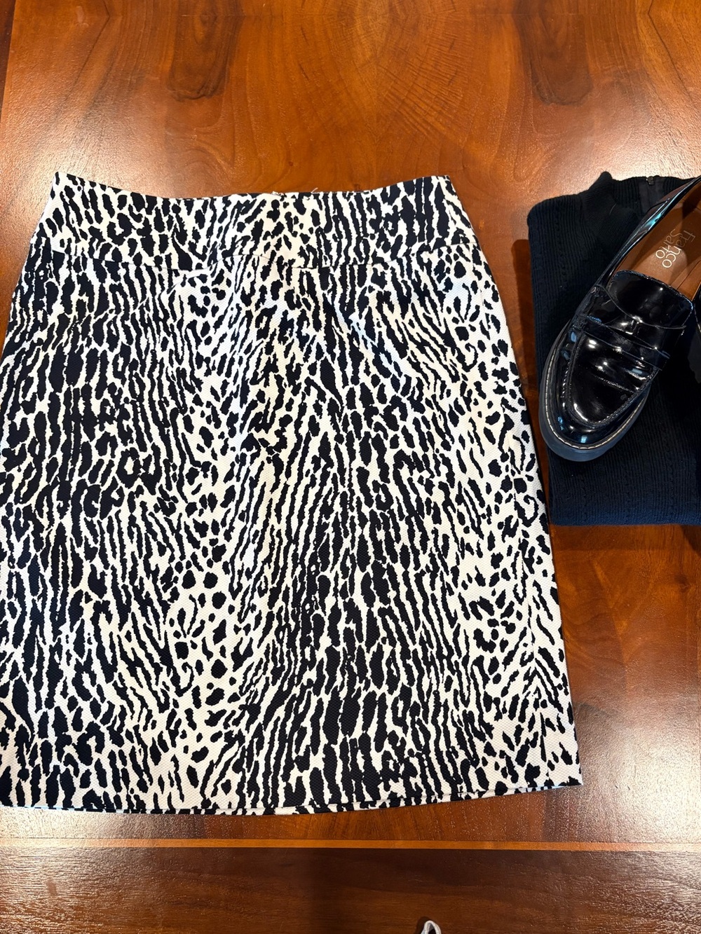 Talbots B & W Skirt - Graphic Animal Print, size 8P, shoes & top not sold